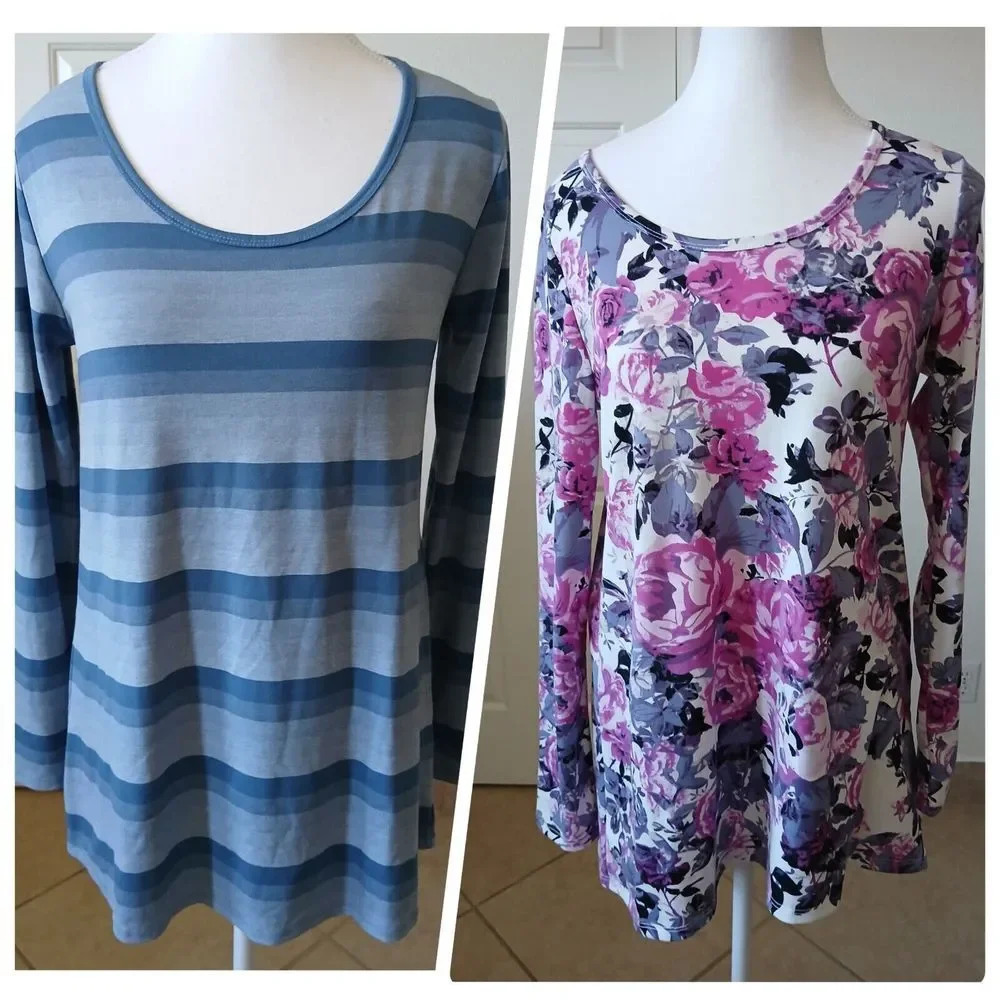 Lularoe Womens Set 2  T-shirt Long Sleeve‎ Size XS Scoop Neck